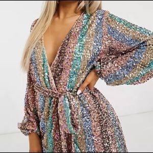 Mini sequin wrap dress, size 4. Brand is club London